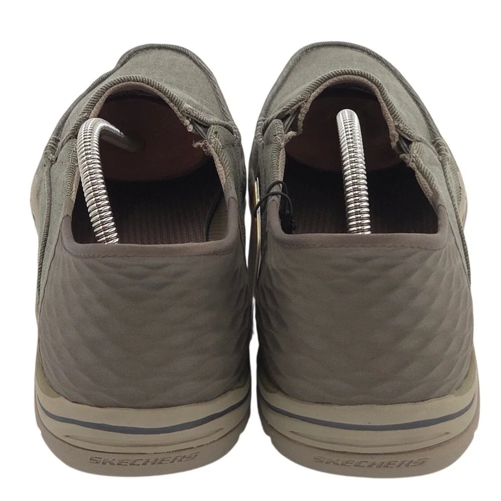 Skechers Slip-Ins Expected Cayson Moc Toe Canvas Loafers Mens 11.5 Beige NEW